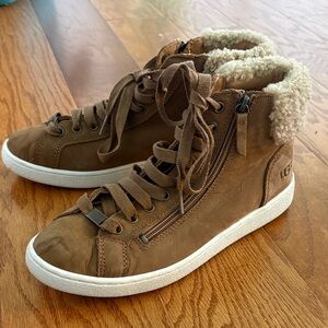 UGG Brown High-Top Sneakers with Cream Lining
